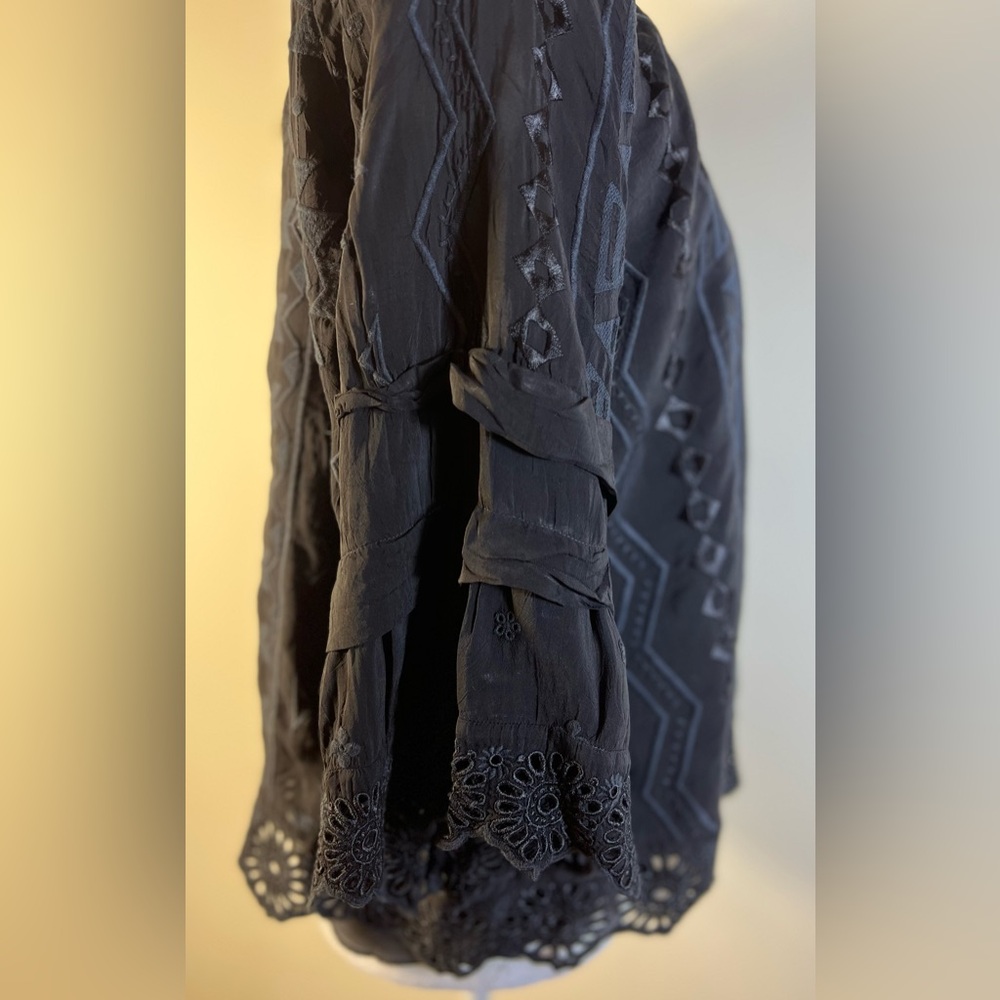 Johnny Was Black Ari Eyelet Blouse, XS with Black Lace Slip Cami,  Size M, NWT - Picture 7 of 16